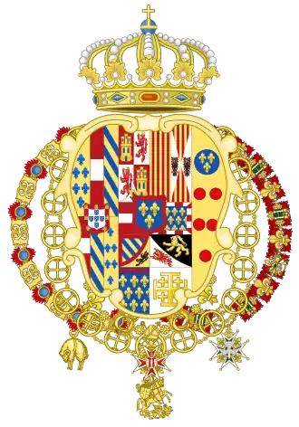 Coat of arms as Infante of Spain and King of Naples (1736–1759)[75]
