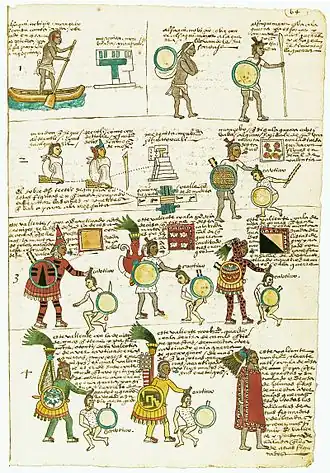 Folio 64 recto (top) Duties of novice priests (bottom) Ranks awarded to warriors
