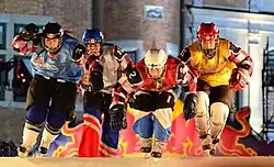 Salla Kyhälä, a former ringette player, (second from right)