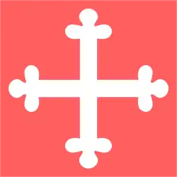 The white-enameled cross bottony of the Order of Saint Maurice, founded in 1434