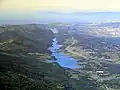 Aerial view of the Crystal Springs Reservoir from the southeast.