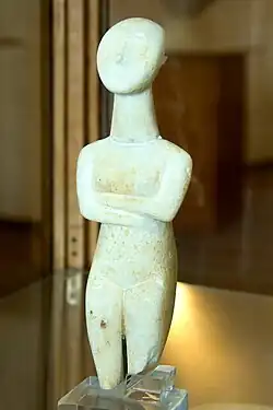 Cycladic figure, of a woman with arms crossed, Naxos Archaeological Museum
