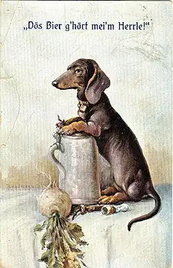 German (Swabian) postcard with inscription "This beer belongs to my master!", c. 1900