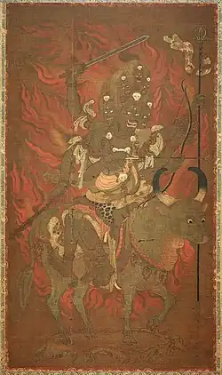 13th century painting of Yamāntaka (Daiitoku myōō) from Japan. Now held at the Museum of Fine Arts, Boston.