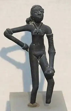 The Dancing Girl; 2400–1900 BC; bronze; height: 10.8&nbsp;cm; National Museum (New Delhi, India)