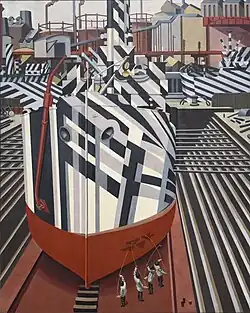 Edward Wadsworth, Dazzle-ships in Drydock at Liverpool, 1919