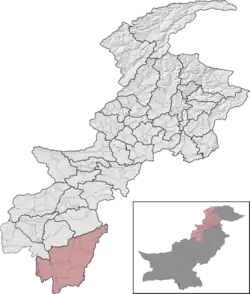 Dera Ismail Khan District (red) in Khyber Pakhtunkhwa