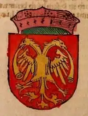 Despot Stefan's coat of arms, later ed. Chronicle of the Council of Constance (1483)
