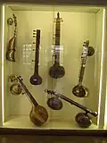 Sitars and one rudra veena (bottom right)