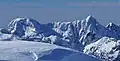 Diobsud Buttes in winter seen from Oakes Peak