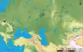 Dispersion of double-horse burials ca. 2000–1400/1300 BCE.[17] Horses were domesticated on the Pontic-Caspian steppe.[18]