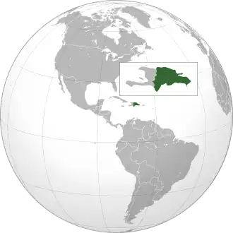Location of the Republic of Spanish Haiti in the east of Hispaniola