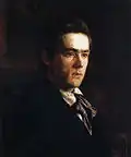 Mitchell Museum at Cedarhurst. Portrait of Samuel Murray (1889). From Philadelphia. ASL from 1886 to 1893. Assistant professor at ASL, 1892. Eakins's protégé and lifelong friend. Instructor at Philadelphia School of Design for Women, 1890-1941. Successful sculptor. Died Philadelphia, 1941 (age 72).[34]