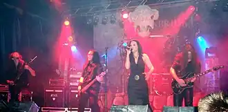Edenbridge performing in 2008. L–R: Sebastian, Bindig, Edelsbacher, Lanvall