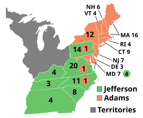 Electoral map, 1796 election
