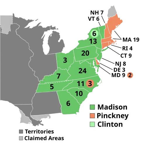 Electoral map, 1808 election