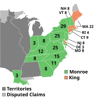 Electoral map, 1816 election