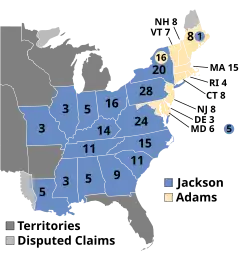 Electoral map, 1828 election