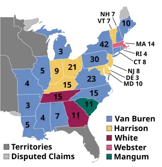 Electoral map, 1836 election