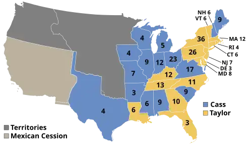 Electoral map, 1848 election