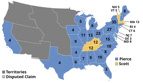 Electoral map, 1852 election