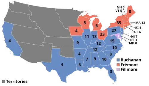 Electoral map, 1856 election