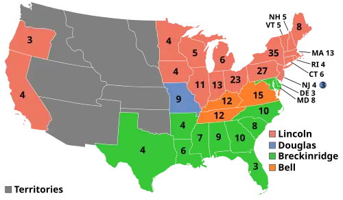 Electoral map, 1860 election