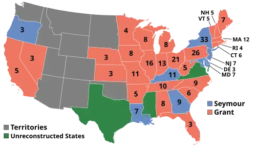 Electoral map, 1868 election