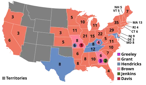 Electoral map, 1872 election