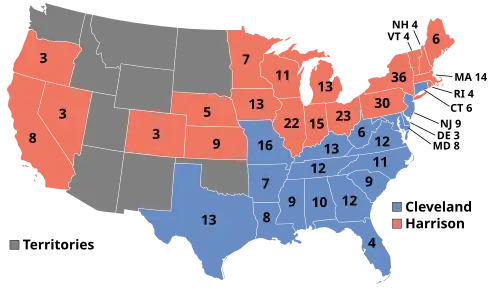 Electoral map, 1888 election