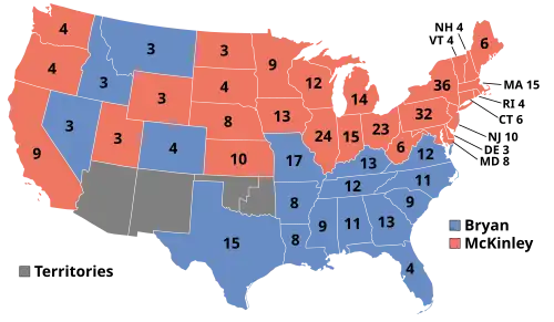 Electoral map, 1900 election