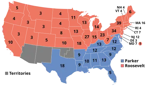 Electoral map, 1904 election