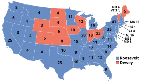 Electoral map, 1944 election