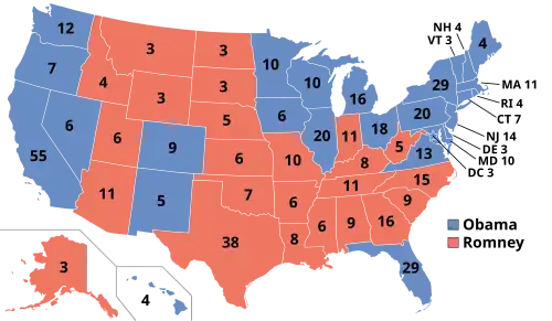 Electoral map, 2012 election