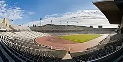 Interior view of the Estadi Olímpic Lluís Companys stadium.
