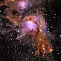 Euclid's view of star-forming region Messier 78 (middle), NGC 2071 (top) and HH 24-26 (bottom).
