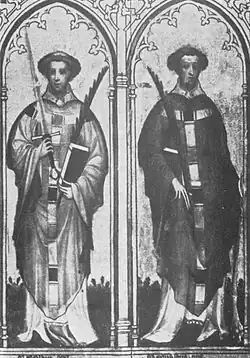 Painting of the Ewaldi-Reliquienschrein at the Church St. Kunibert in Cologne of the year 1400
