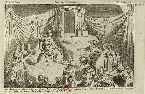 The Cult of Reason is celebrated at Notre-Dame during the French Revolution (1793)
