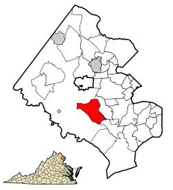 Location of Burke in Fairfax County, Virginia