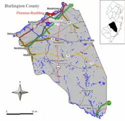 Map of former Florence-Roebling CDP in Burlington County