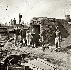 timber-frame construction of a passageway into a hill