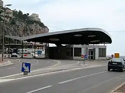The Pont Saint-Ludovic / Ponte San Ludovico border crossing point between Menton, France and Ventimiglia, Italy