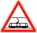 Trams crossing ahead