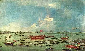 The Bucintoro near San Nicolò di Lido (c. 1780–1790) by Francesco Guardi (1712–1793).