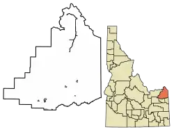 Location of Newdale in Fremont County, Idaho.