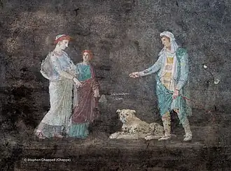 From the Black Room: fresco of the meeting of Helen and Paris