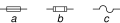 IEC fuse (b), equivalent symbols (a, c) (IEEE Std 315-1975)