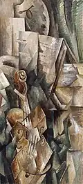 Georges Braque, 1909, Violin and Palette (Violon et palette, Dans l'atelier), oil on canvas, 91.7 × 42.8&nbsp;cm