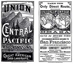 Union Pacific and Central Pacific joint timetable from 1881