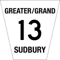 Greater Sudbury Municipal Road 13 marker